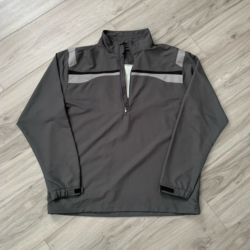 Nike Mens Golf 1/4 Zip Pullover Windbreaker Jacket Black Gray Size L DriFit